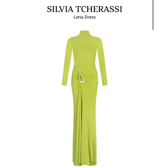 SILVIA TCHERASSILena Dress designer worn 1x lime Green Long Sleeve Dress